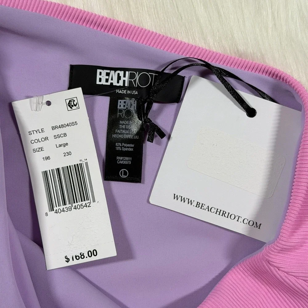 Beach Riot Womens Size Large Pink Yellow Purple Joyce Cut Out One Piece Swimsuit - Picture 6 of 11